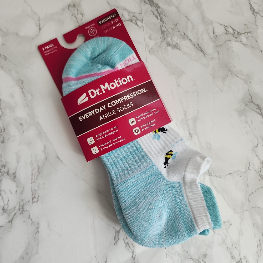 Dr Motion Compression Ankle Socks 2 PAIRS 4-10